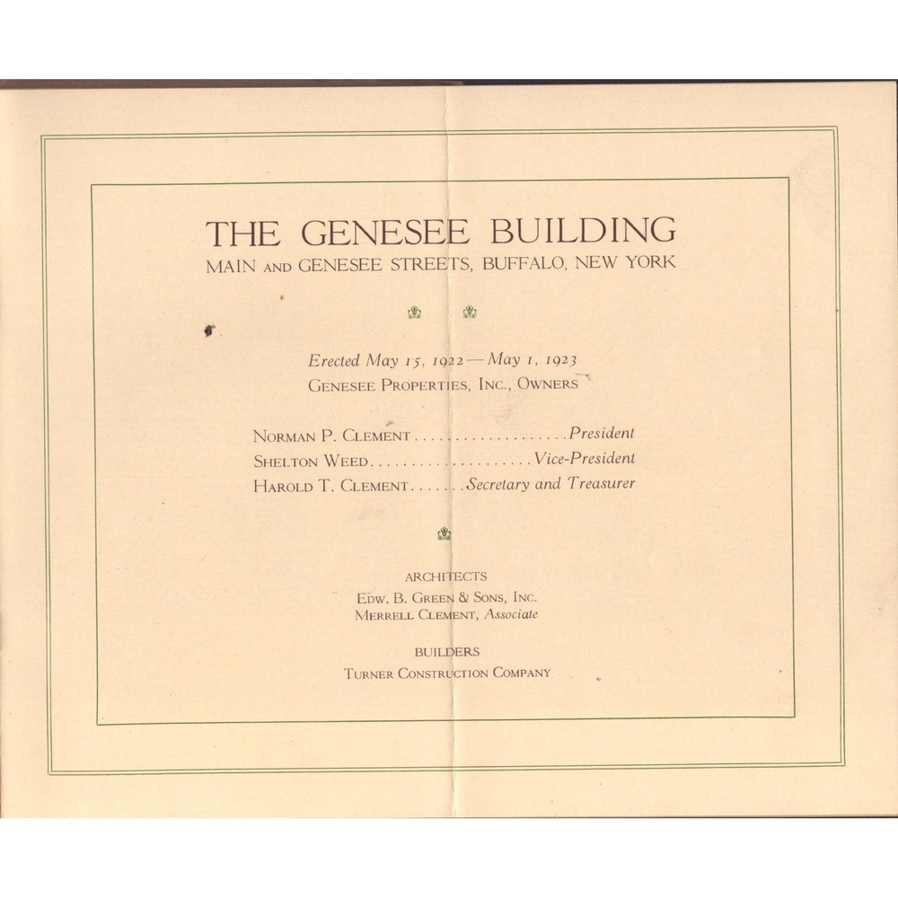 Vintage The Genesee Building Buffalo New York Architectural History Booklet - Picture 3 of 4
